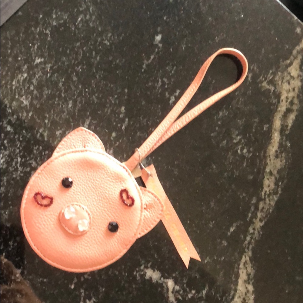 Leather bag charm with mirror